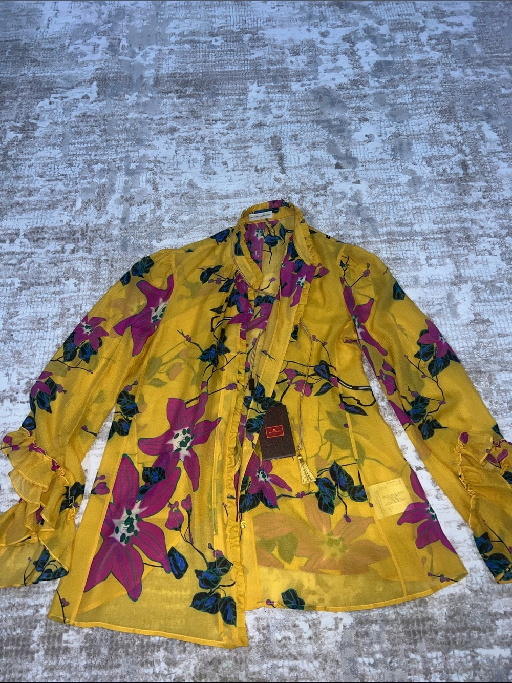 Yellow Floral Long-Sleeve women’s Shirt